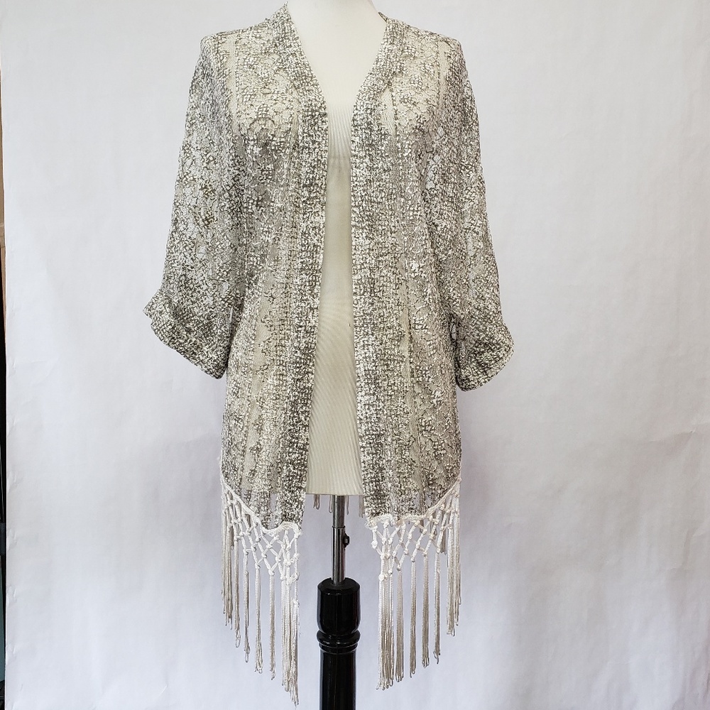 Hollister Women's Open Front Cardigan Lace Fringe